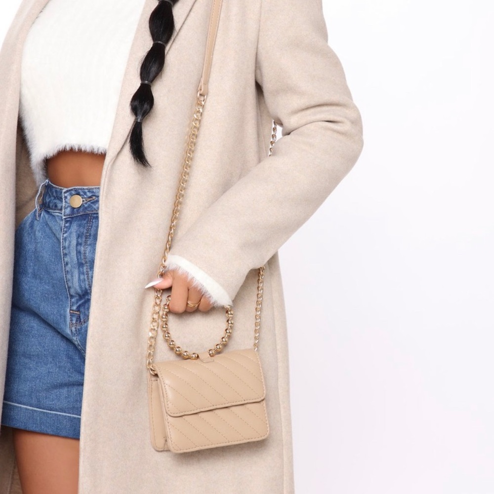 NWT fashion nova Meet You There Mini Bag - Nude - Picture 1 of 6